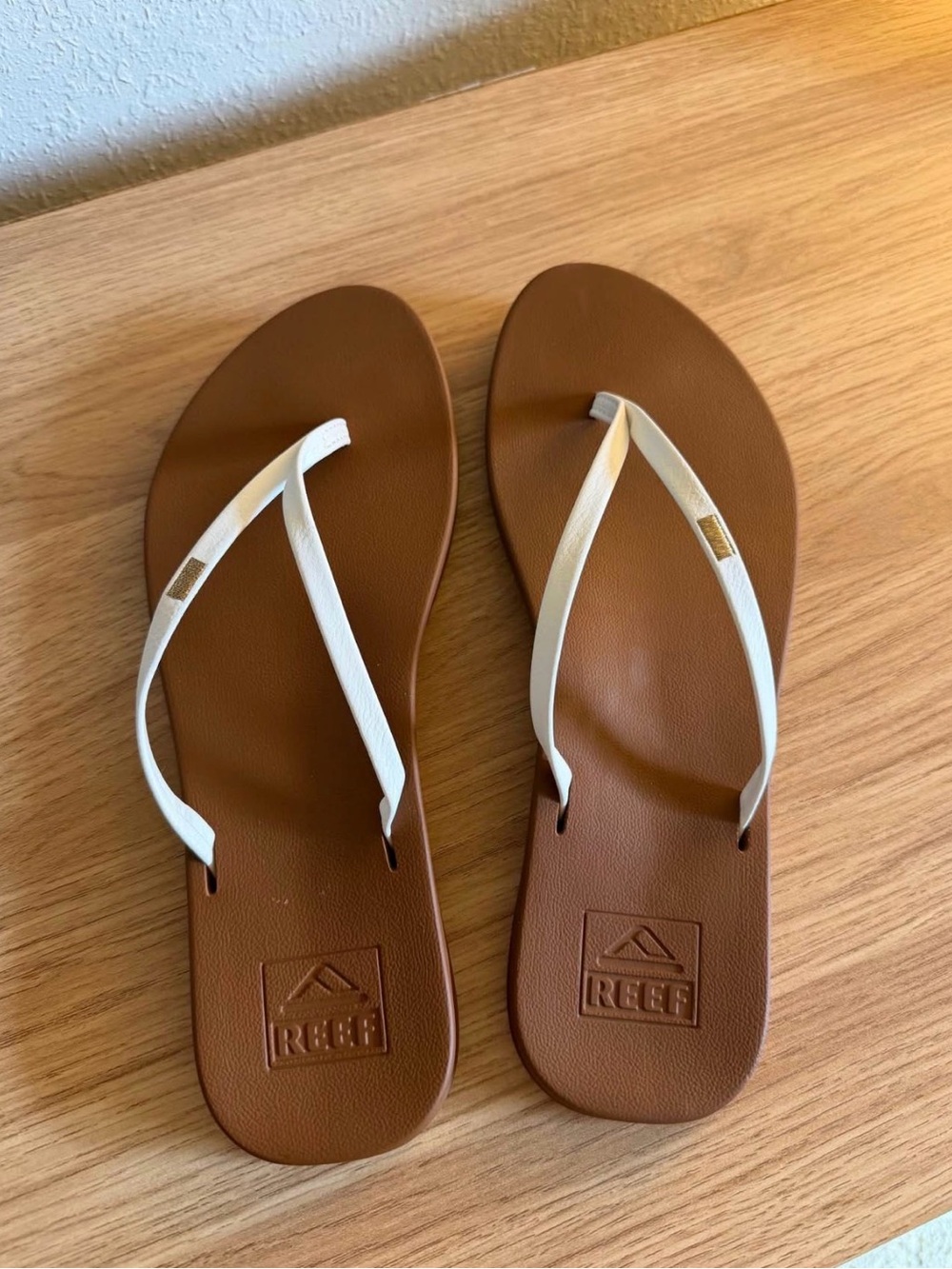 Reef Brown Footbed White Strap Women's Sandals